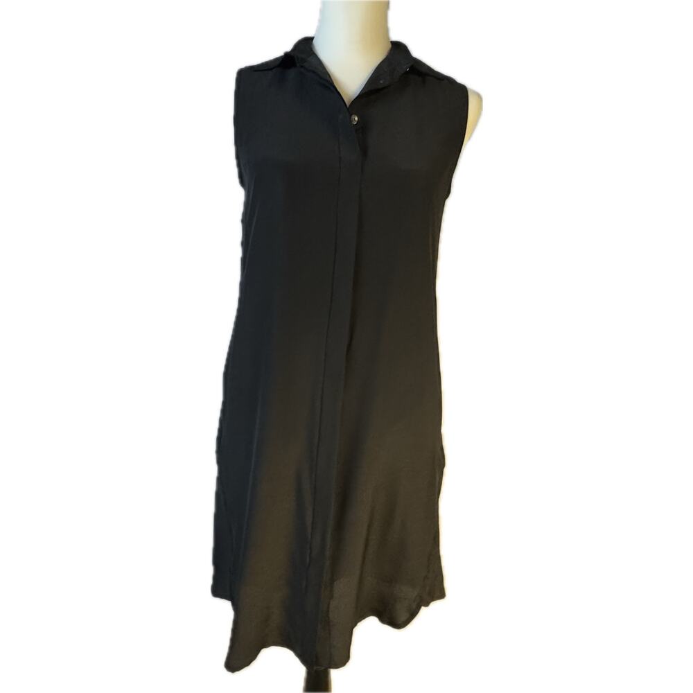 J. Crew Sleeveless Casual Lagonlook Shirt 100% Silk Dress Women Size PXS Black